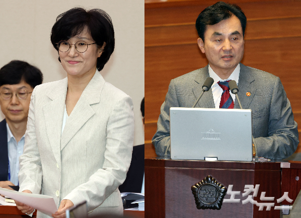 원민경 여성가족부 장관, 안규백 국방부 장관. 윤창원 기자