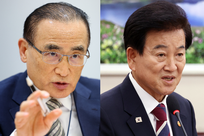 위성락 국가안보실장과 정동영 통일부장관. 연합뉴스, 윤창원 기자