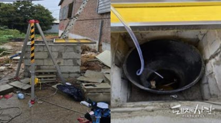 9월 12일 김제 가스중독 사고 현장. 출처 돼지와 사람