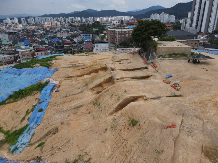 후백제 토성이 확인된 전주 종광대2구역. 전주시 제공