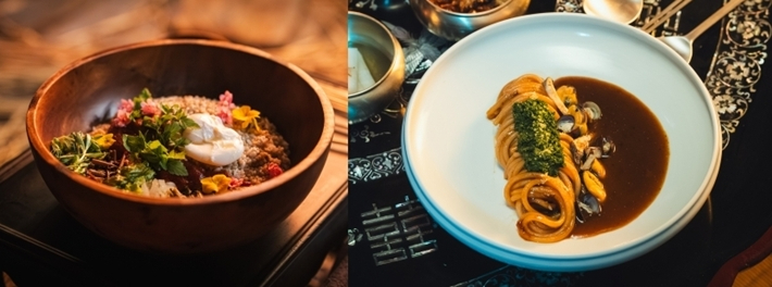 왼쪽부터 고추장 버터 비빔밥, 된장 파스타. tvN 제공