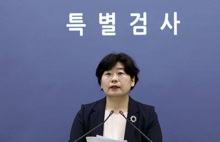 박지영 내란특검보가 서울 서초구 고등검찰청 기자실에서 브리핑을 하고 있다. 연합뉴스