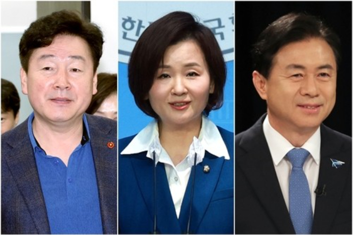 더불어민주당 기동민 전 의원(왼쪽부터)·이수진 의원·김영춘 전 해양수산부 장관. 연합뉴스