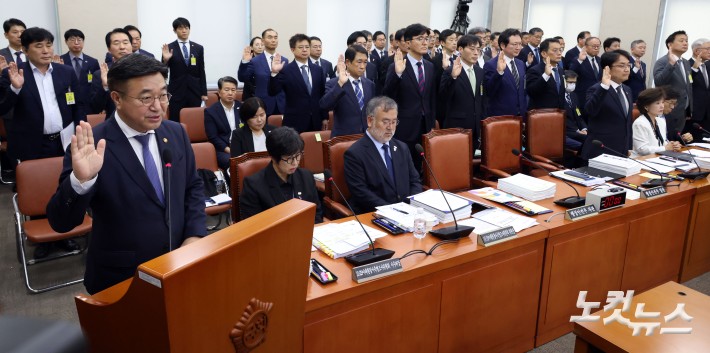 국감 선서하는 행안부 장관