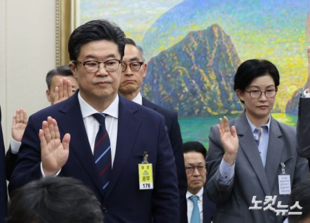 국감 증인선서하는 김병주 회장