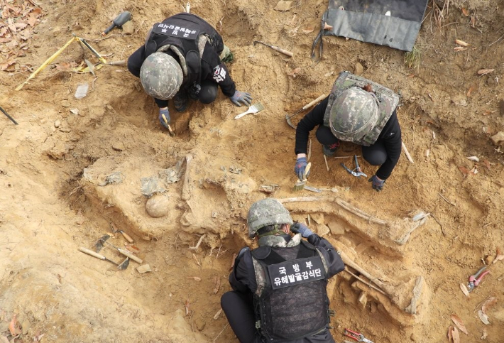 화살머리고지 6·25 전사자 유해 발굴 현장. 문화재청 제공