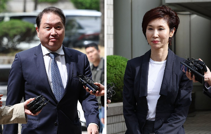 (왼쪽부터) 최태원 SK그룹 회장과 노소영 아트센터 나비 관장. 연합뉴스