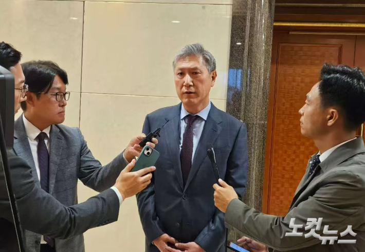 노재헌 신임 주중대사가 부임 소감을 밝히고 있다. 베이징특파원 공동취재단