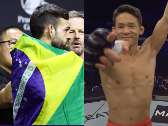 박현성(사진 오른쪽)과 대결 상대  브루노 실바. UFC 제공