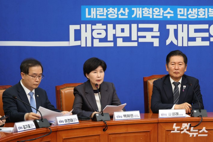 더불어민주당 백혜련 사법개혁특별위원회 위원장이 20일 서울 여의도 국회에서 사법개혁특별위원회 사법개혁안을 발표 하고 있다.