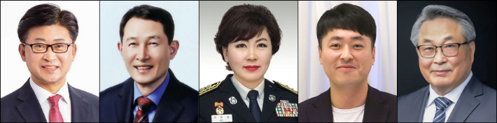 (왼쪽부터) 최충규 대덕구청장, 윤성원 증경회장, 이오숙 소방본부장, 신석우 보도국장, 김희연 대표. 한남대 제공
