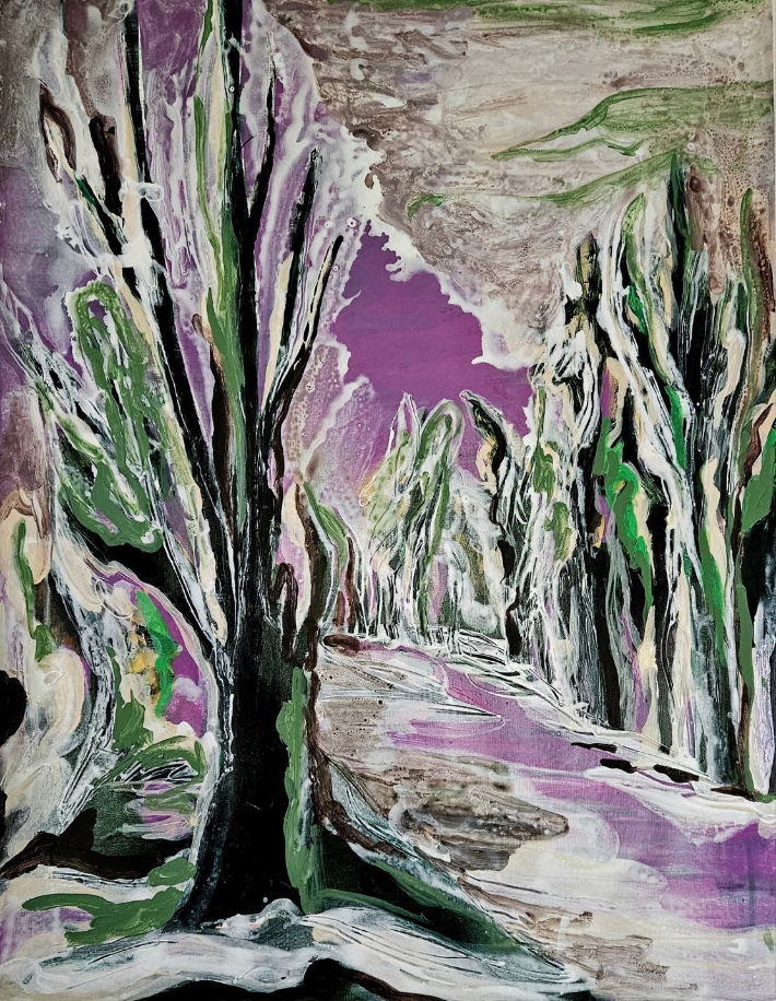 홍효, '멈춘 시선', 종이에 혼합재료, 65x50 cm(2025). 작가 제공