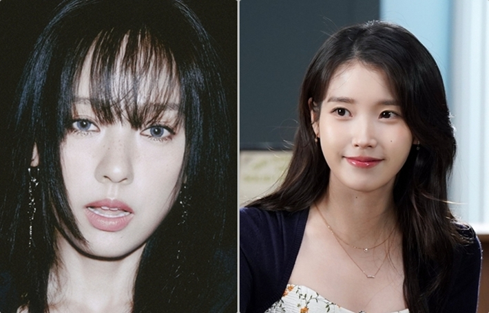 가수 이효리와 아이유. 안테나, 아이유 공식 트위터 제공