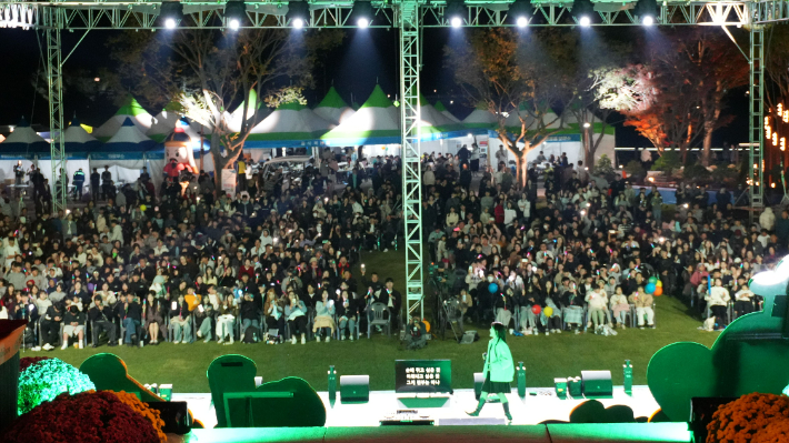 많은 관광객들이 축제 공연을 관람하고 있다. 보성군 제공