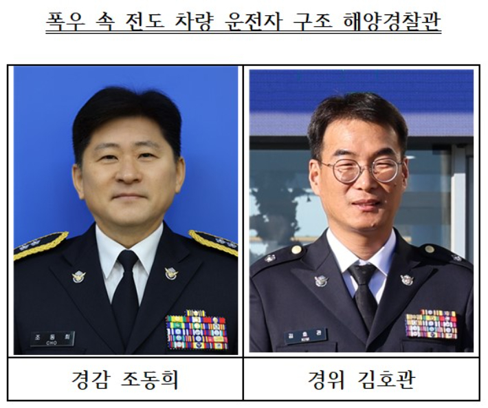 동해지방해양경찰청 교육훈련계 조동희 경감(사진 왼쪽), 김호관 경위. 동해해경청 제공