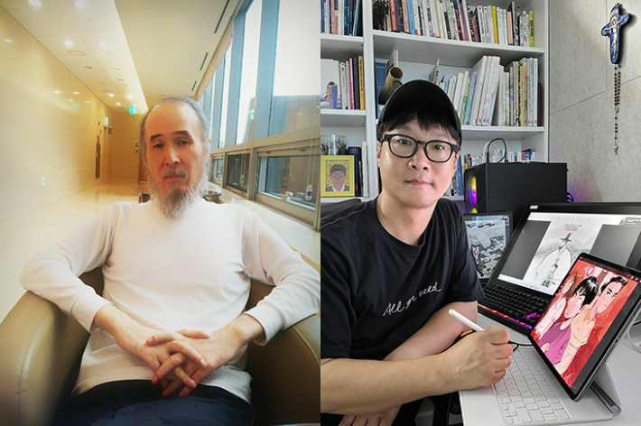 '제25회 만화의 날' 공로상 수상작가 김세영·남정훈 작가. 한국만화가협회 제공