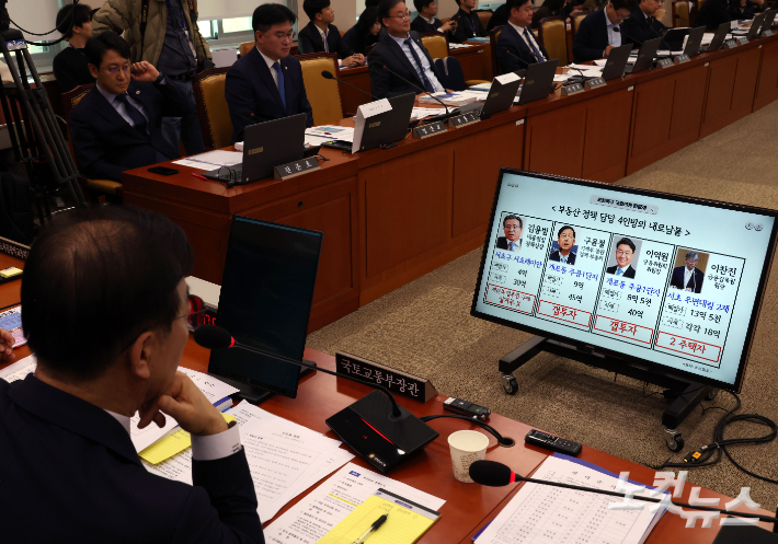 김윤덕 국토교통부 장관이 29일 국회 국토교통위원회 국토교통부 등에 대한 종합감사에 출석해 질의를 듣고 있다. 황진환 기자