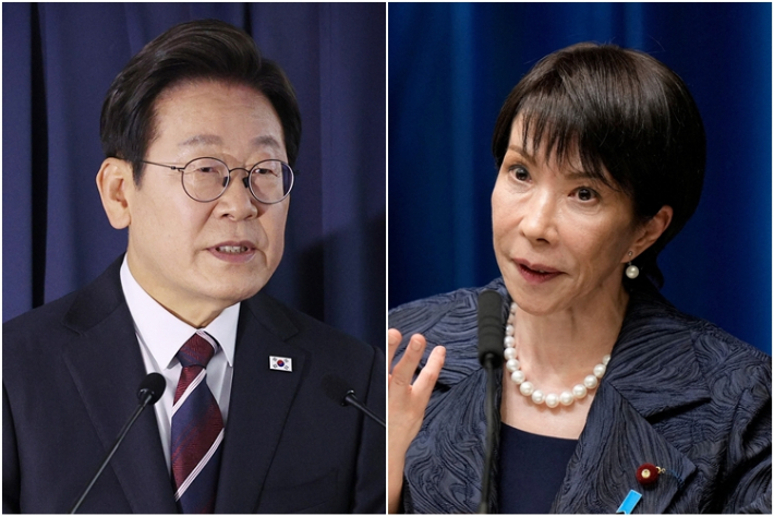 이재명 대통령(왼쪽)과 다카이치 사나에 일본 총리. 연합뉴스