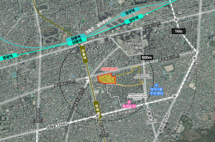 서울 상봉역 인근 위치도. 국토교통부 제공