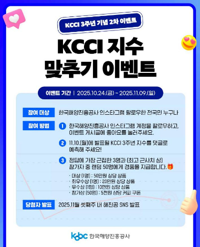 한국해양진흥공사 KCCI 지수 예측 이벤트. 해진공 제공