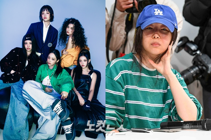 왼쪽부터 그룹 뉴진스, 민희진 전 어도어 대표. 어도어 제공/박종민 기자