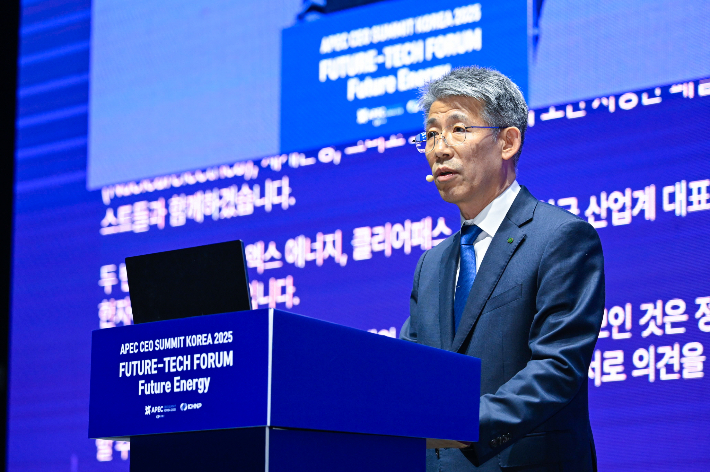 조석진 한수원 기술부사장이 환영사를 하고 있다. 한수원 제공