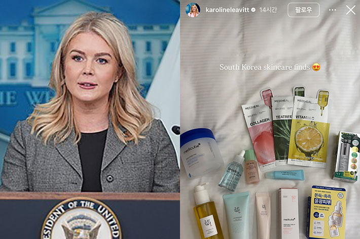 캐럴라인 래빗 백악관 대변인과 그녀가 올린 인스타그램 게시물. 연합뉴스