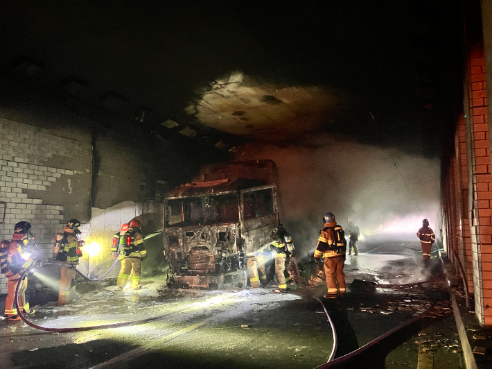 울산 남구 옥동 옥현지하차도 화재 현장. 울산소방본부 제공