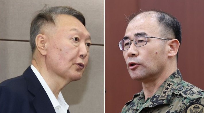 윤석열 전 대통령(왼쪽)과 곽종근 특수전사령부 사령관. 연합뉴스