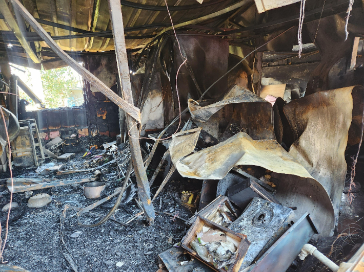 화재로 타버린 장안교회 장애인 숙소. 교회 제공