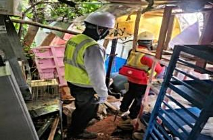 행정대집행을 통해 움막이 철거되고 있다. 서귀포시 제공