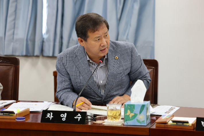 전라남도의회 차영수(더불어민주당, 강진) 의원은 5일 제395회 제2차 정례회 전남도 보건복지국 소관 행정사무 감사에서  전남도 120번 복지 콜센터의 실적 '저조' 문제를 집중적으로 질타했다. 전남도의회 제공  