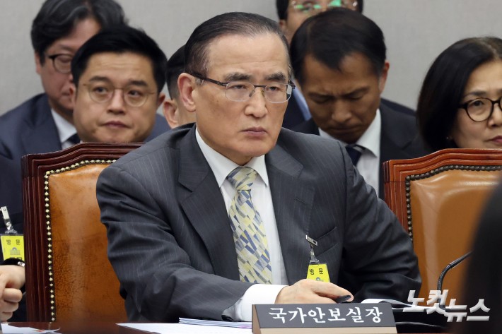 위성락 국가안보실장이 6일 서울 서울 여의도 국회에서 열린 운영위원회의 대통령비서실 등에 대한 국정감사에 출석하고 있다.