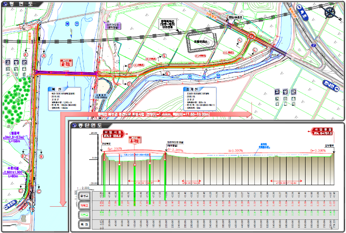 고성 간성읍 봉호리~거진읍 송죽리 구간 평면도. 고성군 제공
