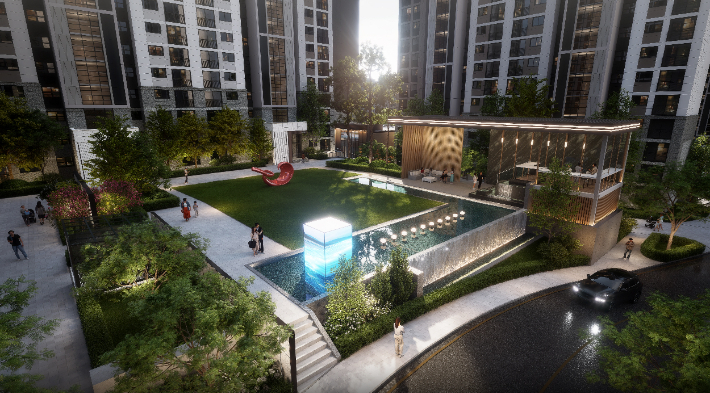 리뉴얼 신사업 '더 뉴 하우스'를 통해 바뀌게 될 삼성동 힐스테이트 2단지 조경. 현대건설 제공