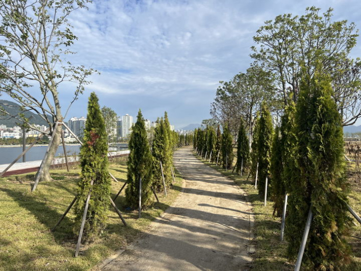 마산해양신도시 에메랄드 그린웨이 맨발걷기길. 창원시 제공