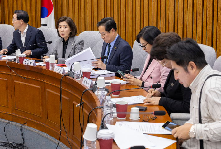 국민의힘 지방선거 총괄기획단장인 나경원 의원이 7일 국회에서 열린 기획단 회의에서 인사말을 하고 있다. 연합뉴스