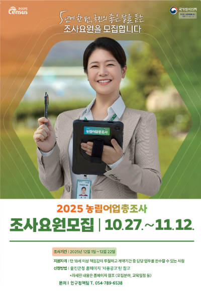 2025 농림어업총조사 조사요원 모집 안내 포스터. 울진군 제공