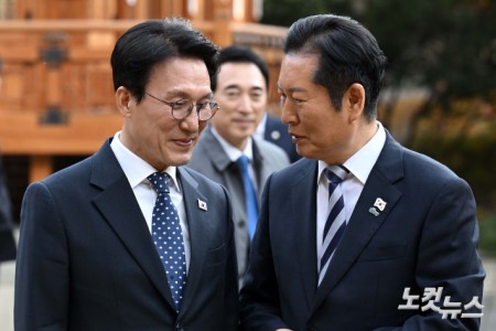 대화하는 김민석-정청래