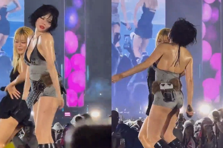 가수 현아가 9일 마카오 공연 중 실신했다. 온라인 커뮤니티 캡처