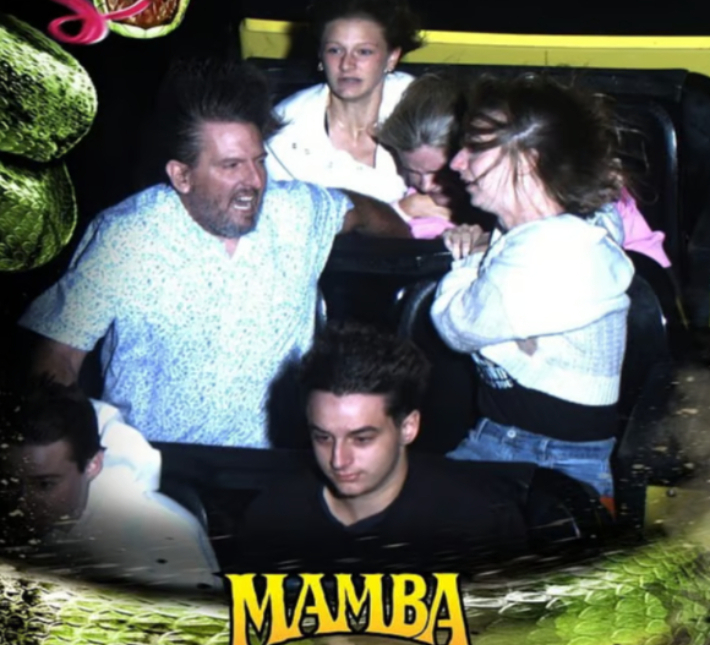 크리스 에빈스, 캐시 에빈스 등 부부가 미국 미주리주 캔자스시티 월드 오브 펀(world of fun)에서 롤러코스터 '맘바'를 타던 중 안전벨트가 풀린 소녀를 돕고 있다. X(옛 트위터) 캡처