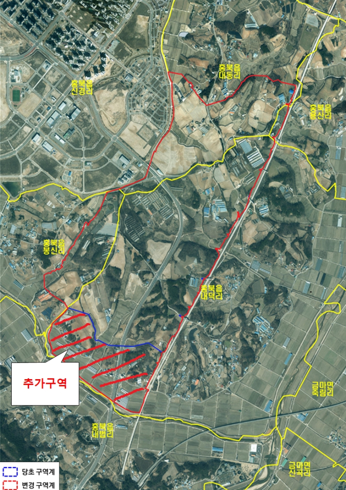 홍성군 토지거래허가구역 조정 내용. 충남도 제공