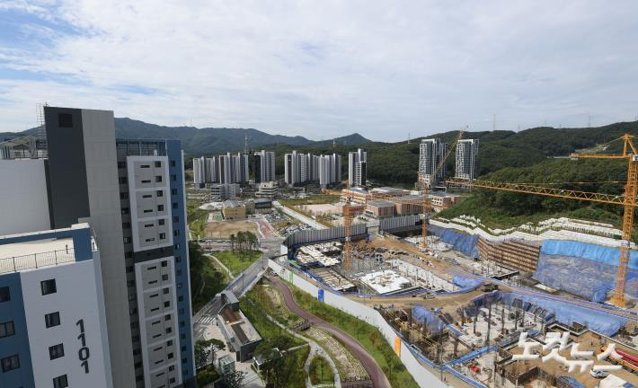 경기도 성남시 분당구 대장동 개발사업 현장의 모습