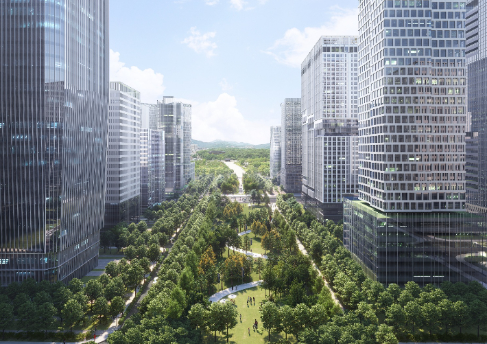 오새훈 시장이 방송에 들고 나온 세운상가에서 바라본 종묘 조감도. 서울시 제공