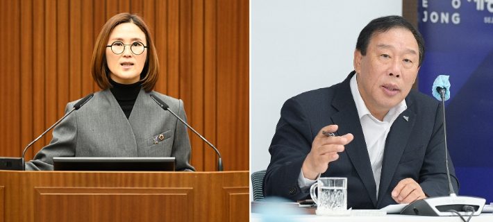 김현미 세종시의원과 최민호 세종시장. 세종시의회·세종시 제공