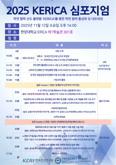 2025년 KERICA 심포지엄 일정. 한국전기연구원 제공 