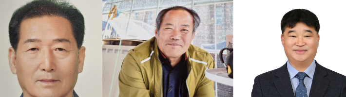 전남도 유기농 명인으로 선정된 송효수·김재기·이병연 씨. 전라남도 제공