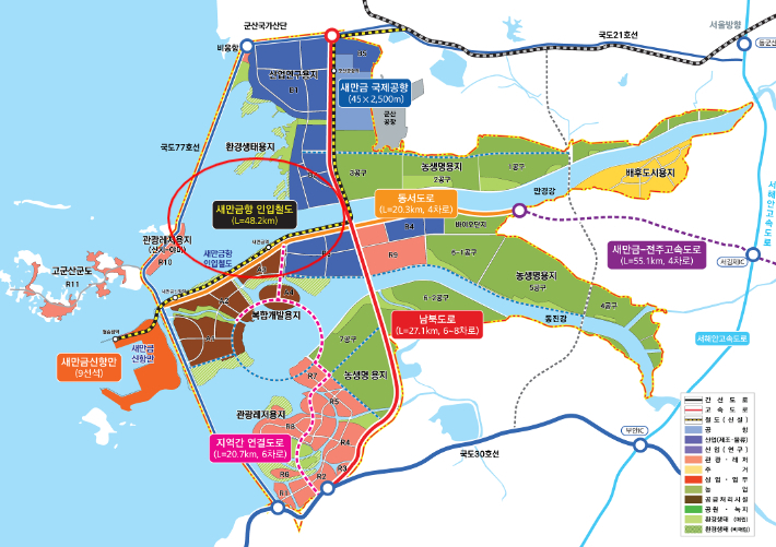 새만금항 인입철도 위치. 전북도 제공