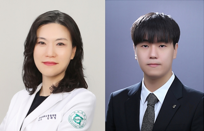 김하정 교수(왼쪽)와 한정우 석사과정. 한국연구재단 제공