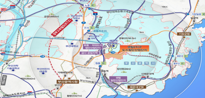 부산 센텀2지구 도시첨단산업단지 위치도.  부산시 제공